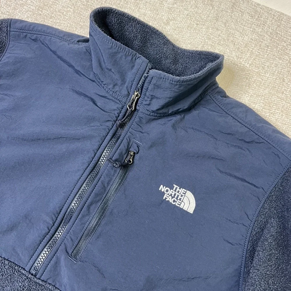 The North Face Denali Half Zip Fleece Jacket Navy Blue Half Zip Pocket Men's XL
